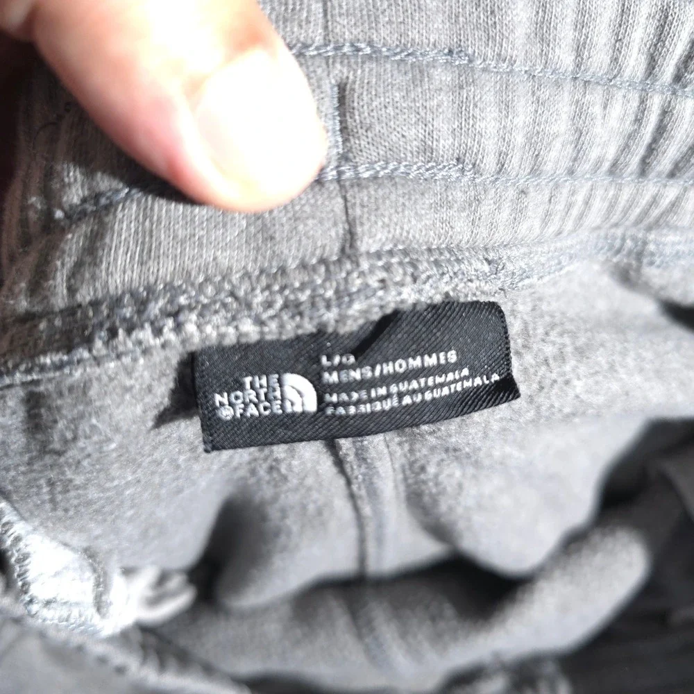 The North Face Joggers Mens L Gray Fleece Sweatpants Box Logo Drawstring Pant